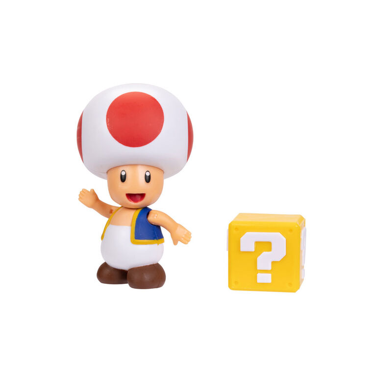 Super Mario 4 Inch Figure - Red Toad with Question Block