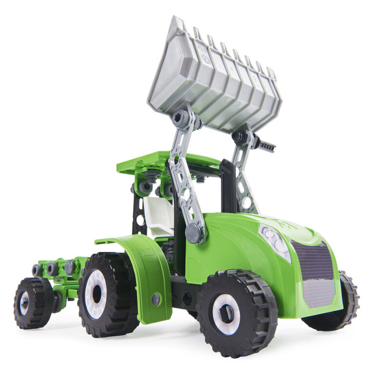 Meccano Junior, Front Loader Tractor with Moving Parts and Real Tools, Toy Model Building Kit