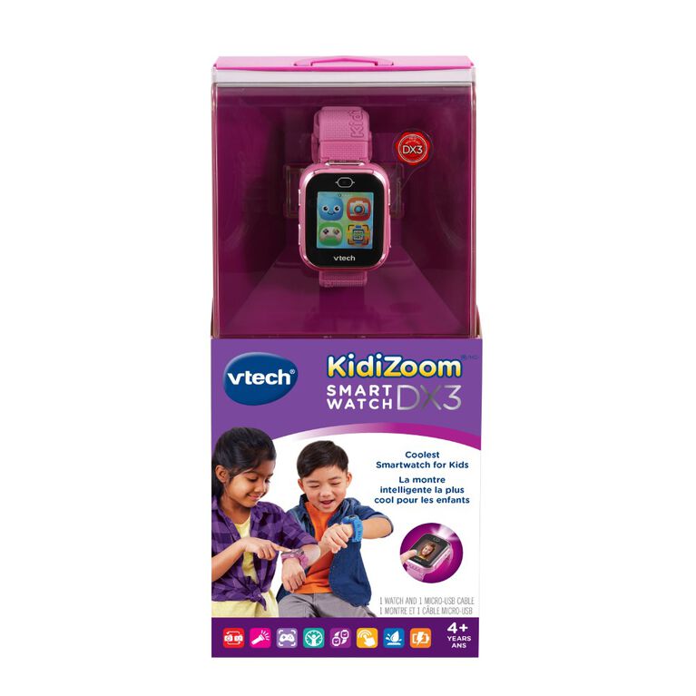 VTech KidiZoom Smartwatch DX3 with Dual Cameras, LED Light and Flash, Secure Watch Pairing, Photo & Video Effects, Games, Pedometer, Splashproof, Built-in Rechargeable Battery