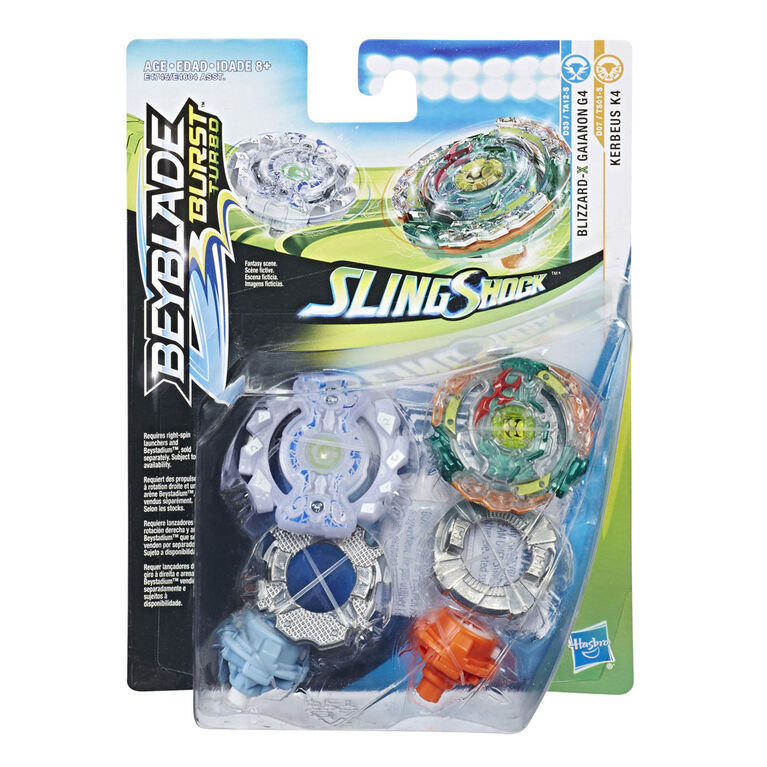 Beyblade Burst Turbo Slingshock Dual Pack Kerbeus K4, Blizzard-X Gianon G4