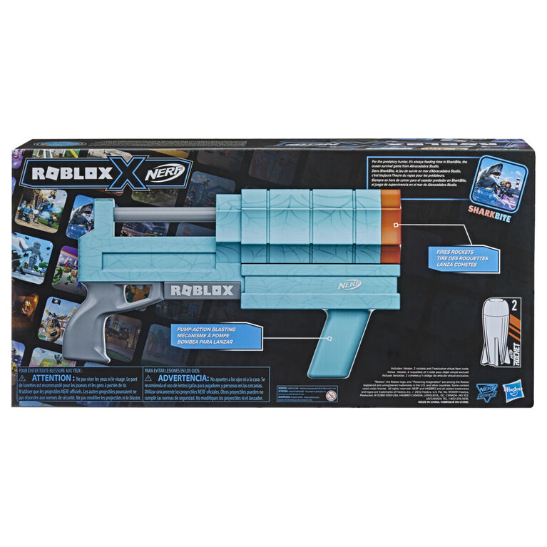 Nerf Roblox SharkBite: Web Launcher Rocker Blaster, Includes Code to Redeem  Exclusive Virtual Item, 2 Nerf Rockets, Pump Action