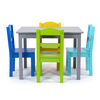 Kids Wood Table & 4 Chairs, Grey/Multi