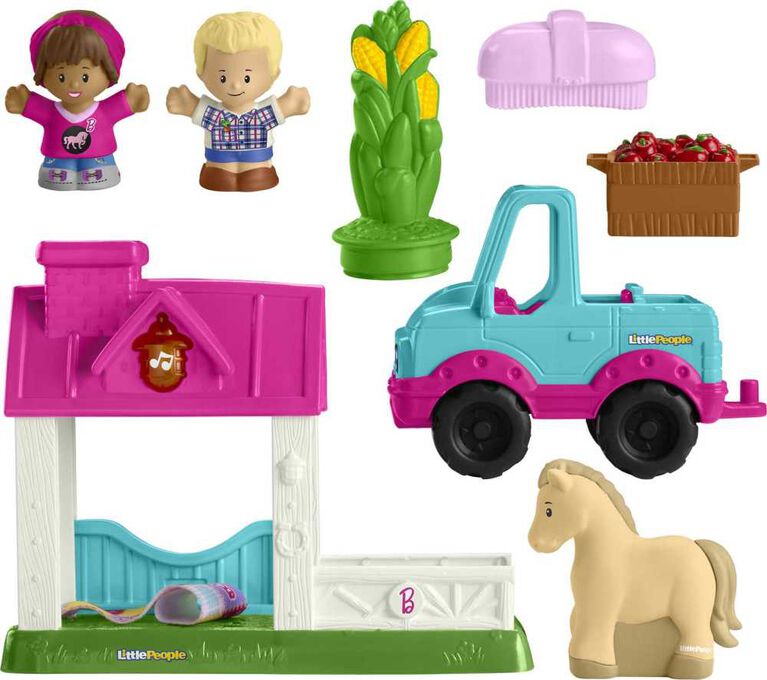 Fisher-Price Little People Barbie Stable Playset with Toy Horse Lights and Sounds, Toddler Toys