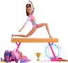 Barbie Gymnastics Playset with Brunette Fashion Doll, Balance Beam, 10+ Accessories & Flip Feature