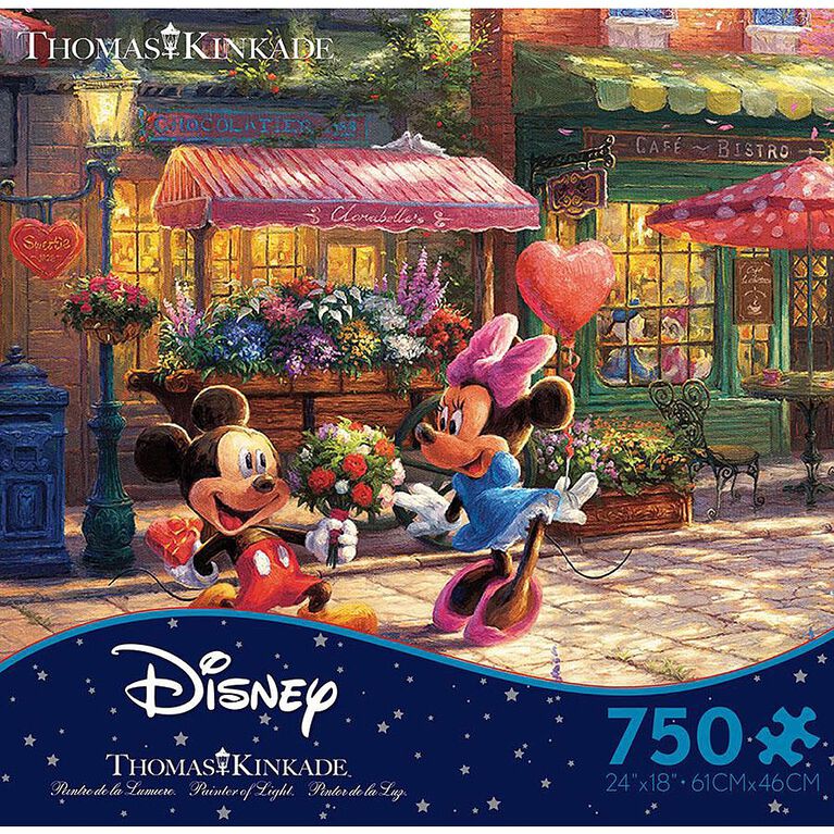 Ceaco - Thomas Kinkdade - Mickey and Minnie Sweetheart Café 750 Piece Puzzle - English Edition