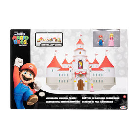 The Super Mario Bros. Movie - Mushroom Kingdom Castle Playset with Mini 1.25" Mario and Princess Peach Figures