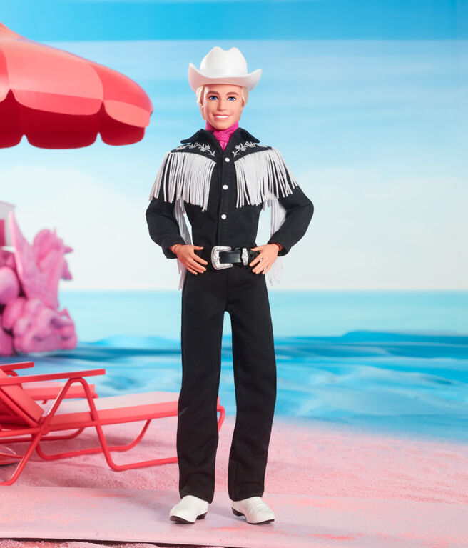 Barbie The Movie Collectible Ken Doll Wearing Black and White Western Outfit 