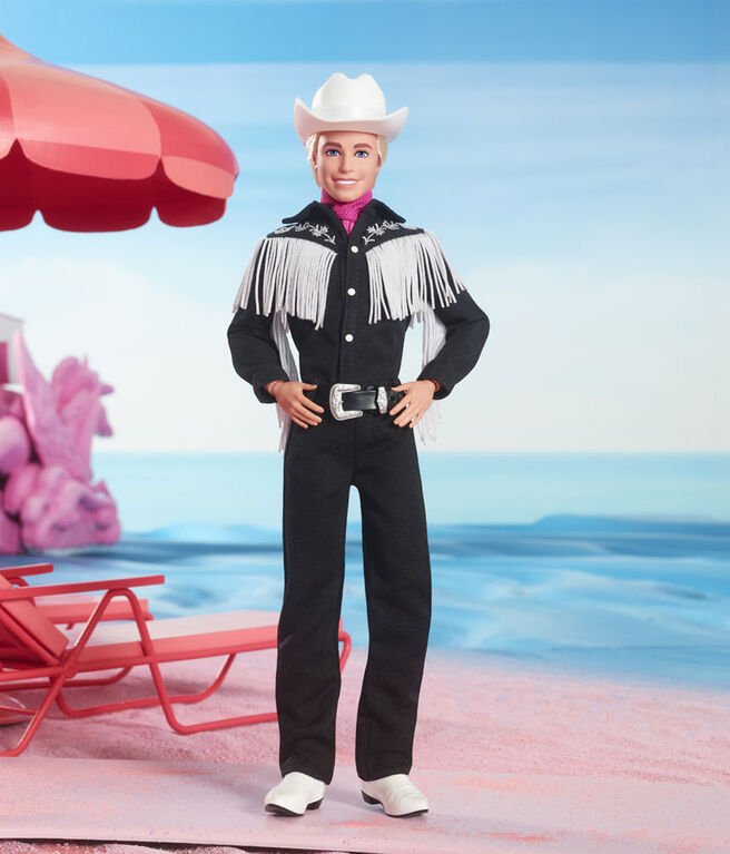 Barbie The Movie Collectible Ken Doll Wearing Black and White Western Outfit 