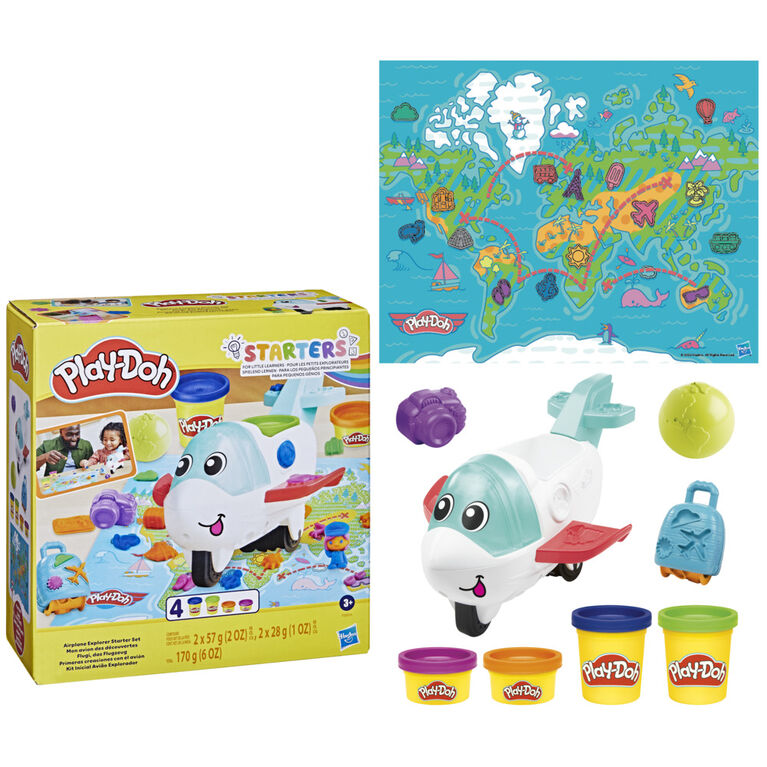 Play-Doh Airplane Explorer Starter Set, Preschool Toys & Up with Jet, World Map Playmat, 3 Accessories, & 4 Modeling Compound Colors
