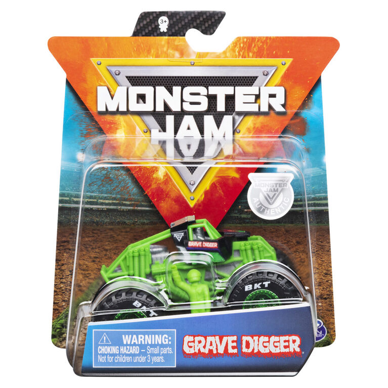Monster Jam, Official Grave Digger Monster Truck, Die-Cast Vehicle, Training Trucks Series, 1:64 Scale
