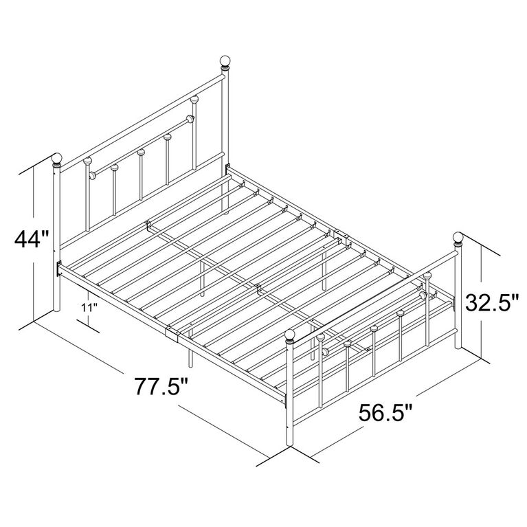 DHP - Manila Full Metal Bed, White