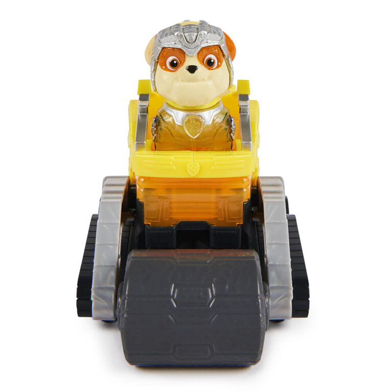 PAW Patrol: The Mighty Movie, Construction Toy Truck with Rubble Mighty Pups Action Figure, Lights and Sounds