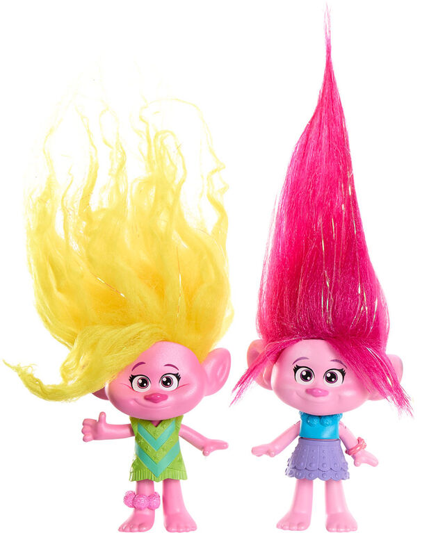 Coffret multiplie Fête Chatoyante ​DreamWorks Trolls Band Together avec 5 petites poupées et 2 accessoires capillaires