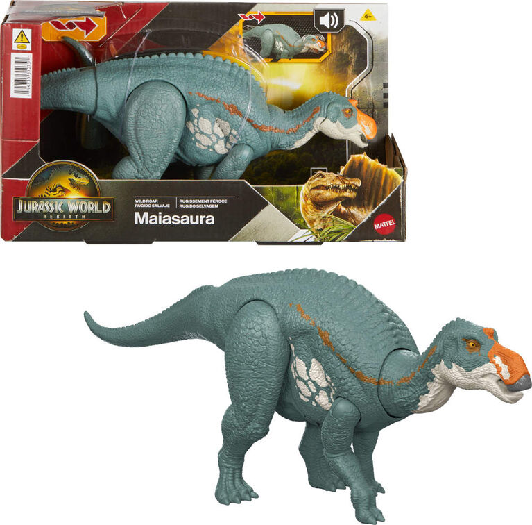 Jurassic World Rebirth Wild Roar Maiasaura Dinosaur Toy, Tail Controlled Attack Chomp & Sound