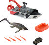 Matchbox Jurassic World Mosasaurus Rescue Action Boat Playset with Ship, Dino, Toy Car & Missiles