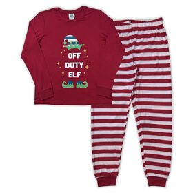 Adult Elf 2 Piece Long Sleeve Pajama Set - Red