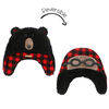 FlapJackKids - Bonnet en polaire Sherpa réversible pour bébé, enfant en bas âge, enfant, garçon - Double épaisseur - Ours noir / aviateur - Grand 4-6 ans