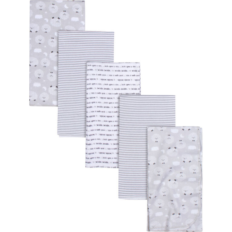 Gerber 5 Pack Flannel Receiving Blanket - Sheep print Gerber 5 Pack Flannel Receiving Blanket - Sheep print
