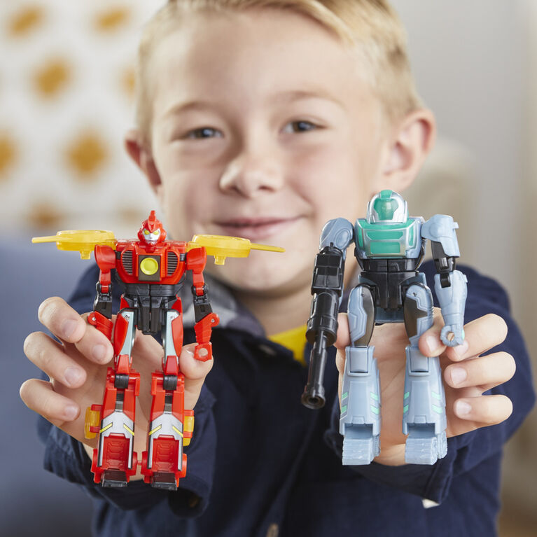 Transformers EarthSpark Cyber-Combiner, figurines Terran Twitch et Robby Malto