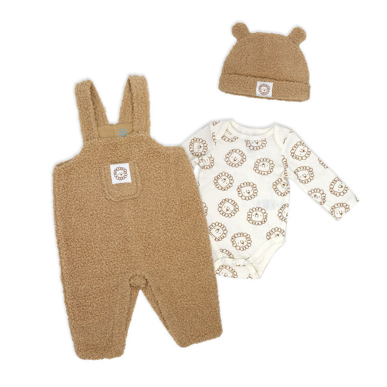 Baby Mode Ensemble pull Sherpa 3 pi&egrave;ces : Lion marron 12M