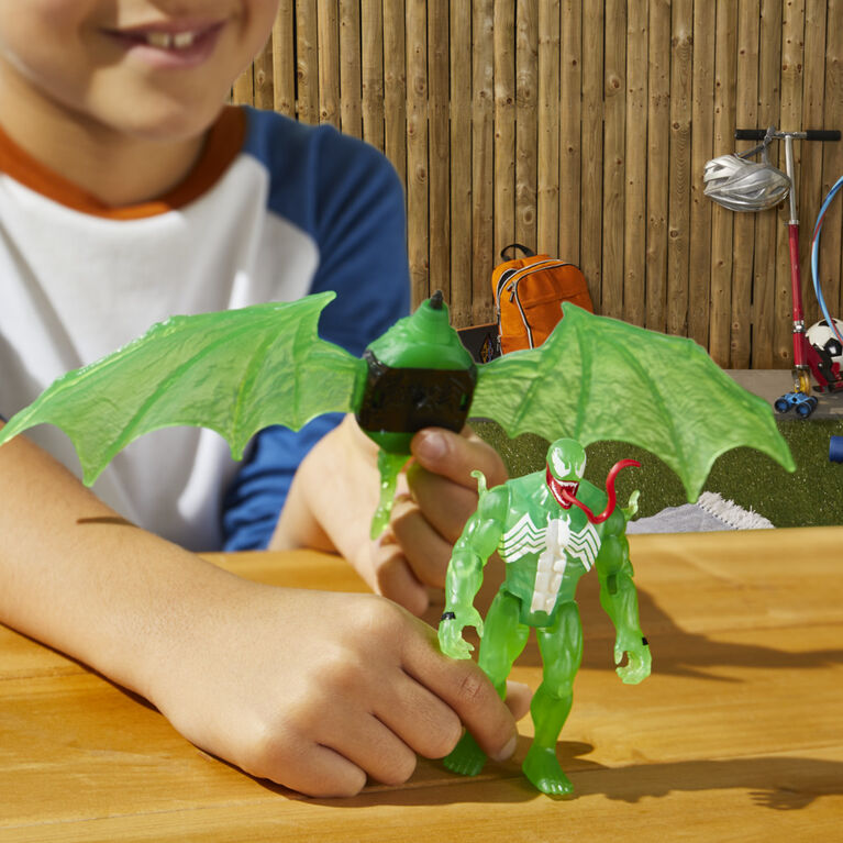 Marvel Spider-Man Epic Hero Series Web Splashers Green Symbiote Hydro Wing Blast Action Figure and Vehicle Playset