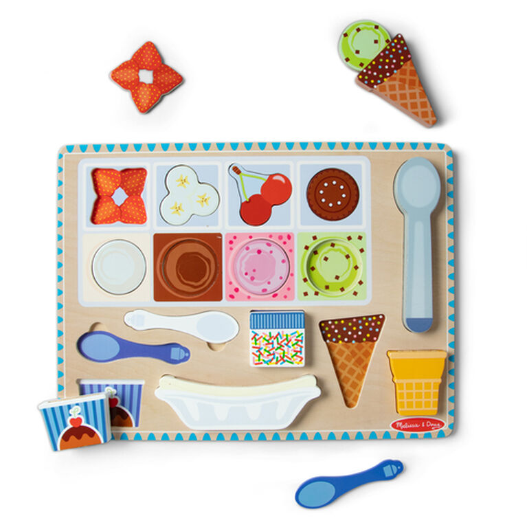 Melissa & Doug - Jeu de puzzle et de jeu de crème glacée magnétique en bois
