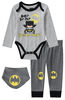HOMME CHAUVE-SOURIS 3 pièces Le maillot de corps haleter bavoir ensemble 6-9M-Gris