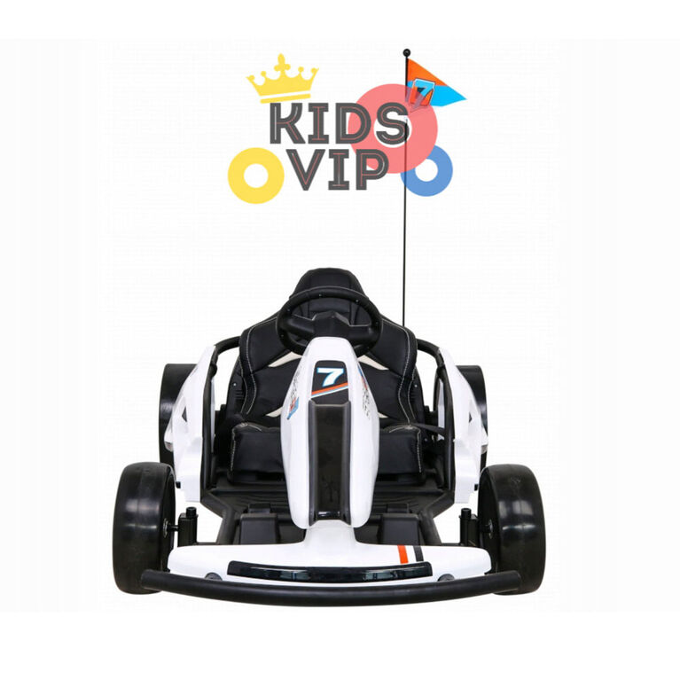 KidsVip 24V Furious Drifting Go Kart- White - English Edition