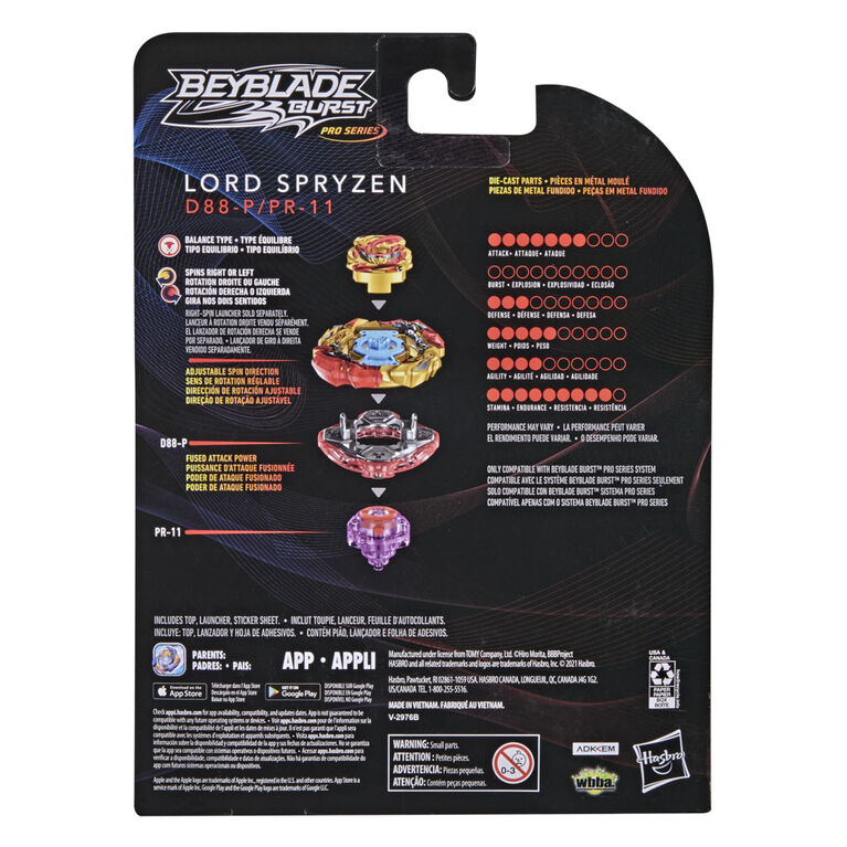 Beyblade Burst Pro Series, Trousse de départ toupie de Lord Spryzen de type équilibre et lanceur