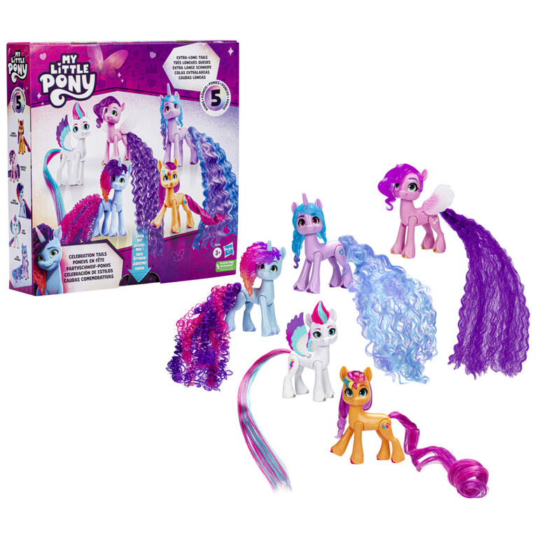 My Little Pony Toys Celebration Tails 5-Figure Set, 3-Inch Small Dolls for Girls and Boys, Unicorn Toys - R Exclusive