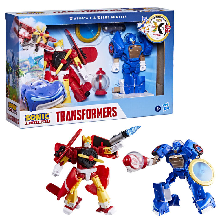 Transformers Collaborative Sonic the Hedgehog x Transformers, figurines Wingtail et Blue Booster