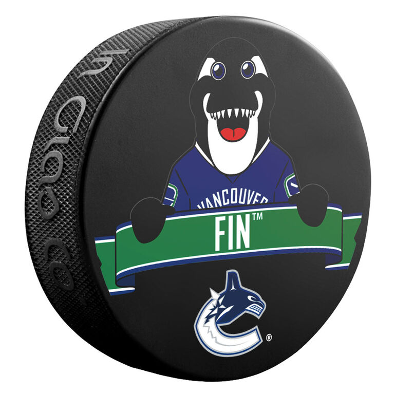 NHL Vancouver Canucks Fin Mascot logo'd puck