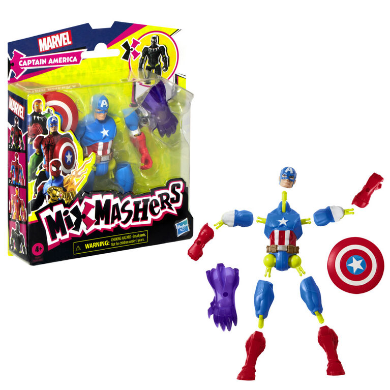 MixMashers Marvel Avengers, figurine Captain America à mélanger et combiner avec accessoires