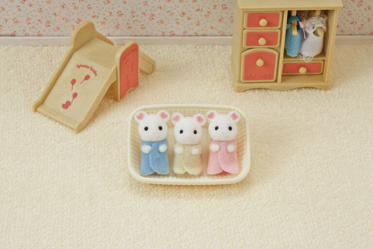 Calico Critters Marshmallow Mouse Triplets, Set of 3 Collectible Doll ...