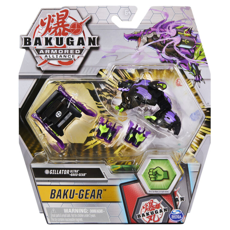Bakugan Ultra, Gillator avec équipement Baku-Gear transformable, Figurine Armored Alliance articulée de 7,5 cm à collectionner