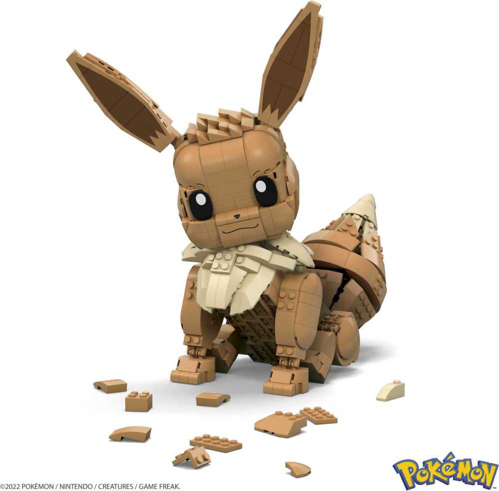 mega construx pokemon jumbo eevee figure building set with battle action