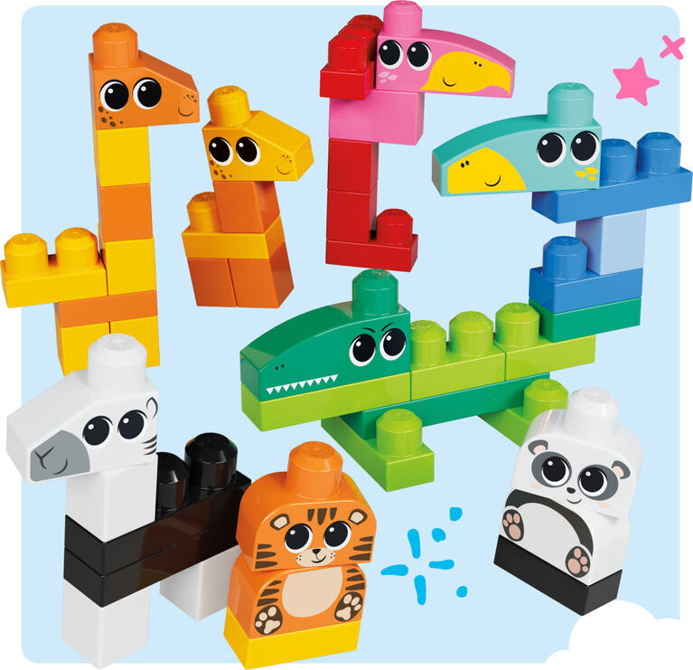 MEGA BLOKS Fisher-Price Animal Blocks Building Toy with Storage (250 Pieces) for Toddler