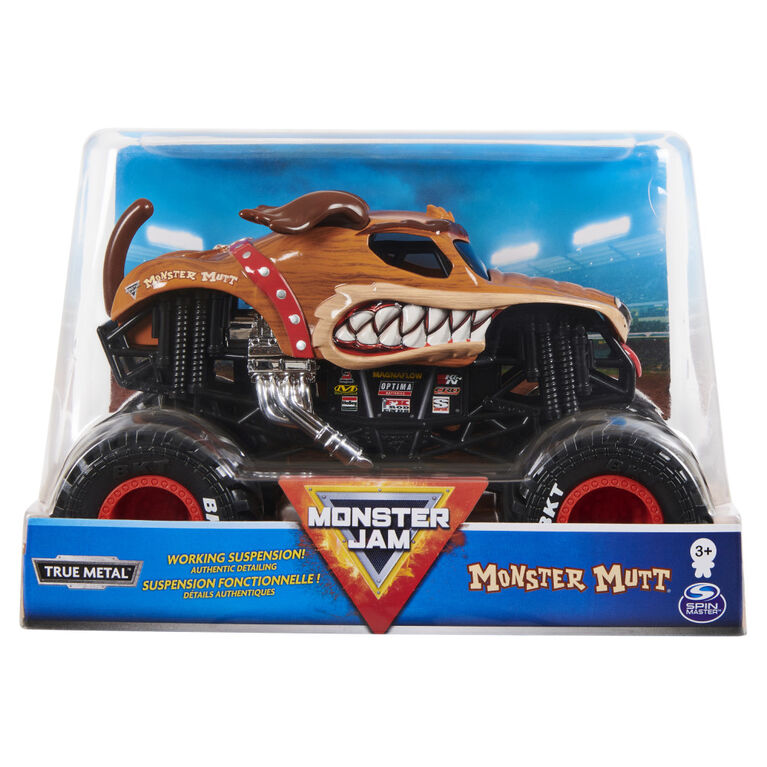 Monster Jam, Monster truck Monster Mutt officiel, véhicule en métal moulé, échelle 1:24
