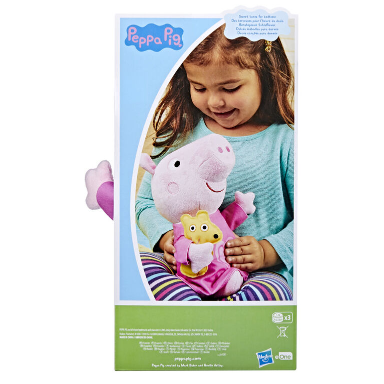 Peppa Pig Peluche Peppa berceuse, peluche de 28 cm avec ourson - Édition anglaise