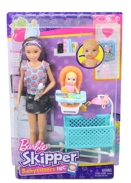 Coffret de jeu poupée Barbie ​Skipper avec chaise haute et bébé