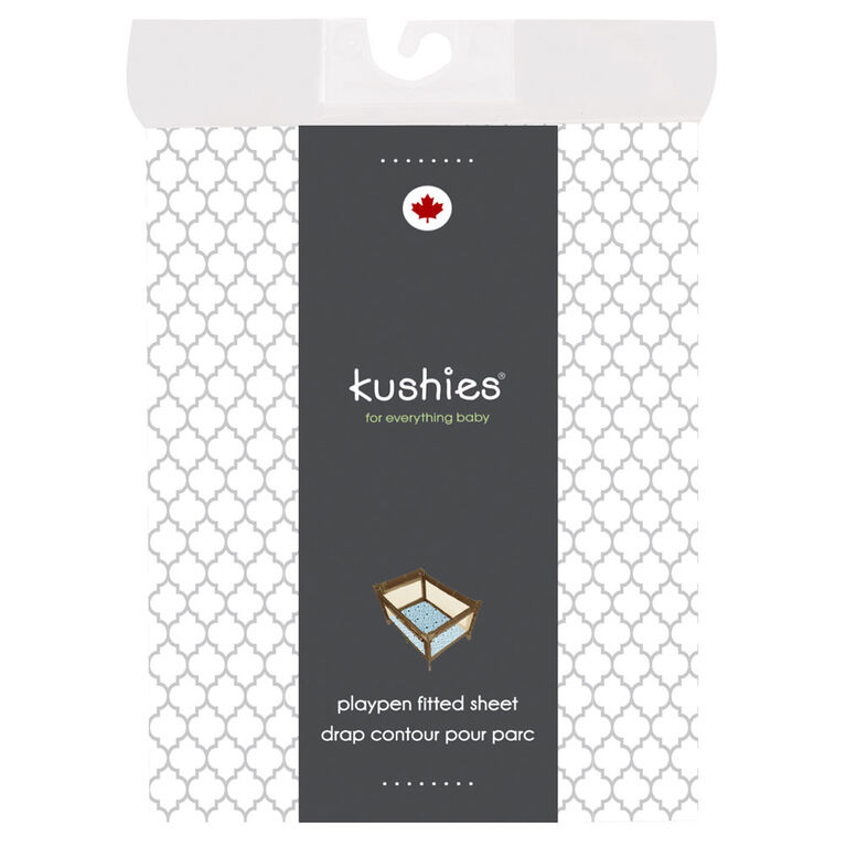 Kushies Playard Sheet Flannel Ornament Light Background Grey