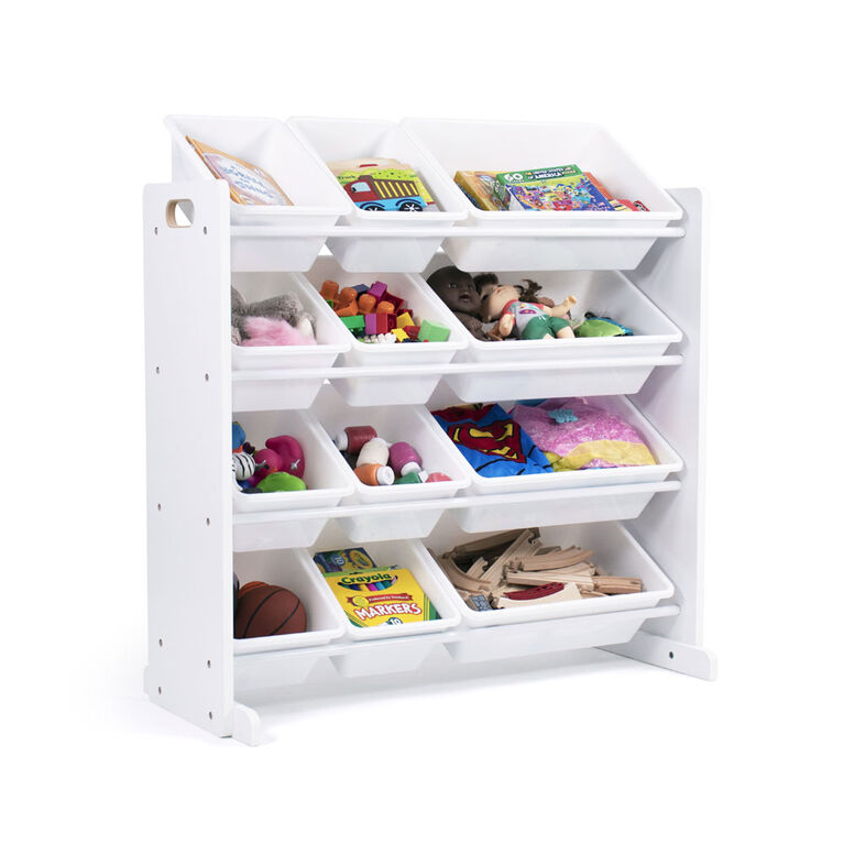 Toy Organizer with 12 Bins, White/White