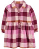 Carter's Plaid Cotton Flannel Shirt Dress Pink  6M