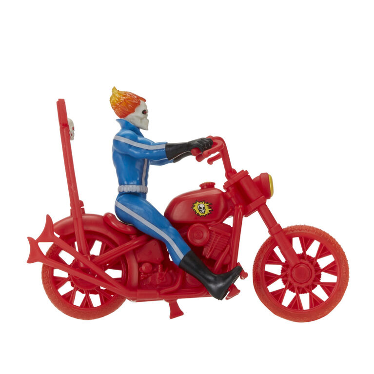 Marvel Legends Series Retro 375 Collection, figurine Ghost Rider de 9,5 cm avec véhicule, dès 4 ans