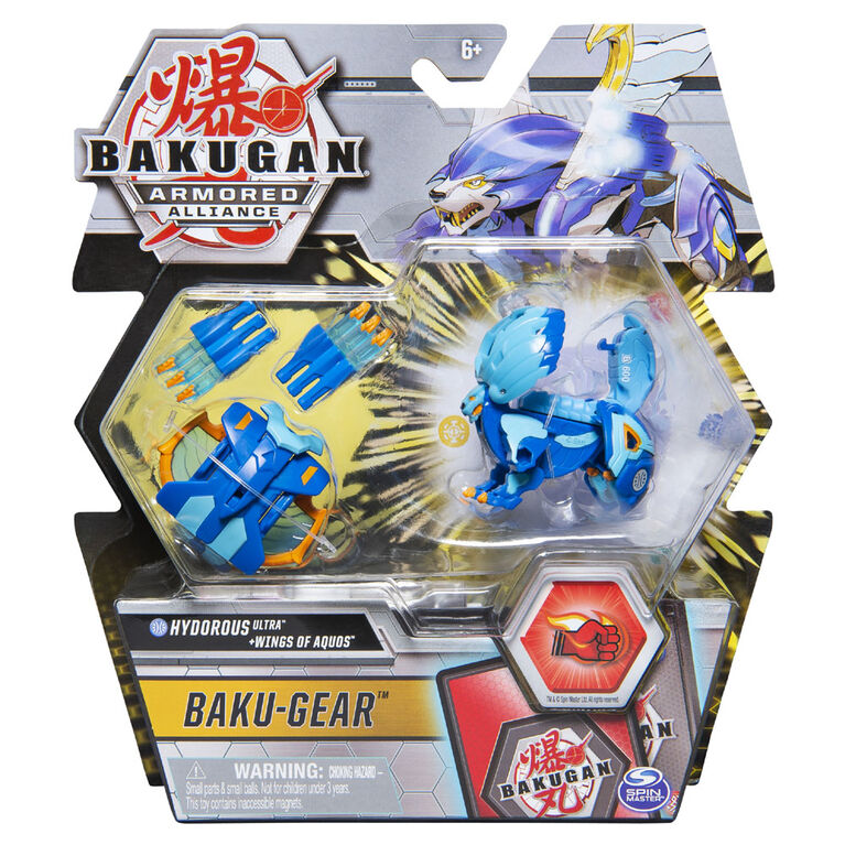 Bakugan Ultra, Hydorous avec équipement Baku-Gear transformable, Figurine Armored Alliance articulée de 7,5 cm à collectionner