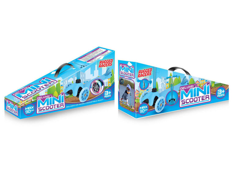 Rugged Racer Mini Deluxe 3 Wheel Kick Scooter - Light Blue - English Edition