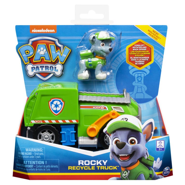 PAW Patrol, Camion de recyclage de Rocky avec figurine à collectionner