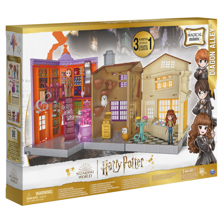 Wizarding World Harry Potter, Magical Minis, Coffret Chemin de Traverse 3 en 1 avec effets sonores et lumineux, 2 figurines exclusives et 21 accessoires