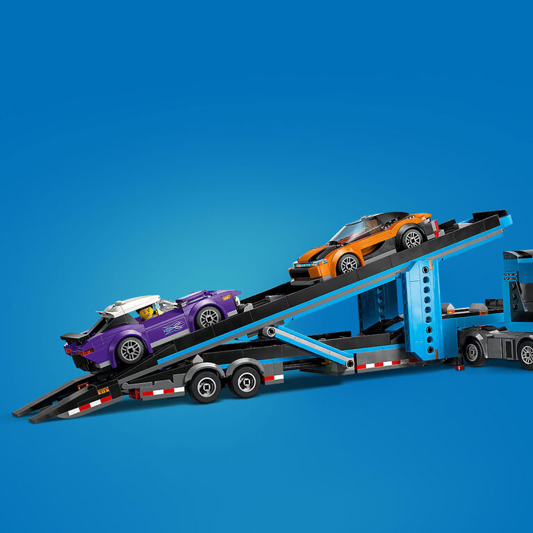 LEGO City Car Transporter Truck with Sports Cars Playset, Car Toy, 4 Vehicle Toys, 60408