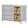 South Shore, 2-Drawer Nightstand - Natural Walnut and White